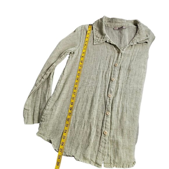FLAX Womens Button Up Long Sleeve Shirt, Linen Cotton Blend, V-Neck, Collared, M - Picture 8 of 8